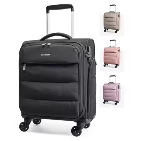 BAGSMART Underseat Carry on Luggage with Wheels Soft Small Travel Luggage with PVC Wet/Dry Pockets L