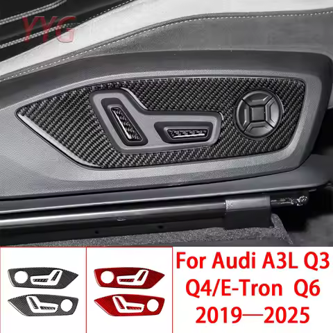 For Audi Q6 Q4 Q4e-tron Q3 A3L 2019-2025 Carbon Fiber Seat Adjustment Button Panel Cover Car Interio