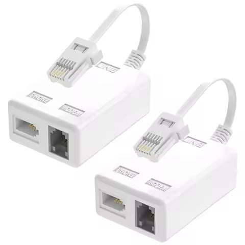 BT Plug To ADSL RJ11 Broadband Internet Microfilter Splitter 2 Pack, BT Male To BT & RJ11 Female for