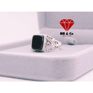Permata Akik Yaman Hitam  Asli Silver 925