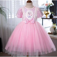 (AGE 3,4,5,6,7TH) YNGF-DRESS FROZEN PINK LIGHT UP