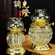 Crystal Glass Oil Lamp for Buddha Worship Household Butter Lamp Pilot Lamp Lotus Lamp Vegetable Oil Lamp Buddha Lamp Buddha Worship Light
