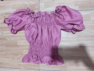 blouse korea/crop top/blouse top/sabrina kerut/blouse polos/atasan blus/korean style