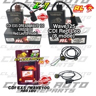 CDI EX5 REDLEO RACING EX5  WAVE 125 CDI 8 MODE (ORIGINAL 100%) RED LEO BY ESR MOTOR EX5 DREAM WAVE10