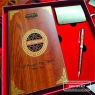 Wooden giftset set with logo engraved upon city request. HCM HCM HCM