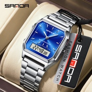 Sanda Waterproof Mens and Womens Fashion Quartz Watch Stainless Steel Strap Multi functional Outdoor