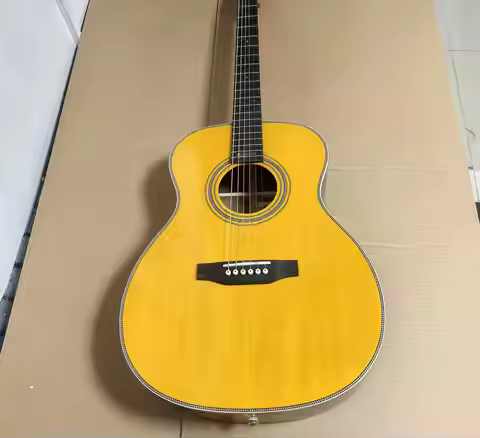 Professional Yellow 00028 Acoustic Guitar Ebony Fingerboard with 6 Strings Suitable As A Holiday Gif