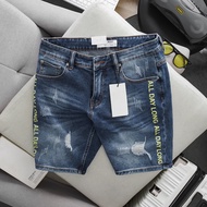 Quần Short Jean Nam Mẫu mới Sơn chữ vàng trắng chất jean xuất cao cấp ôm dáng