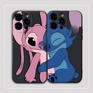 Cute Stitch Couple Hug Case For I16 15 14 13 12 11 Pro Max 7 8 Plus X XS XR Case Cover Liquid Silico