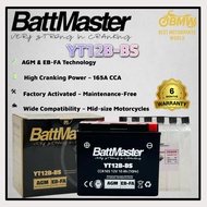 BattMaster YT12B-BS 12V 10Ah 165CCA | AGM + EB-FA | Maintenance-Free Motorcycle Battery