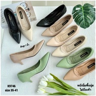 KK9746A1 Pointed Toe Shoes 1 Inch Stiletto Heels Low Heels Suede