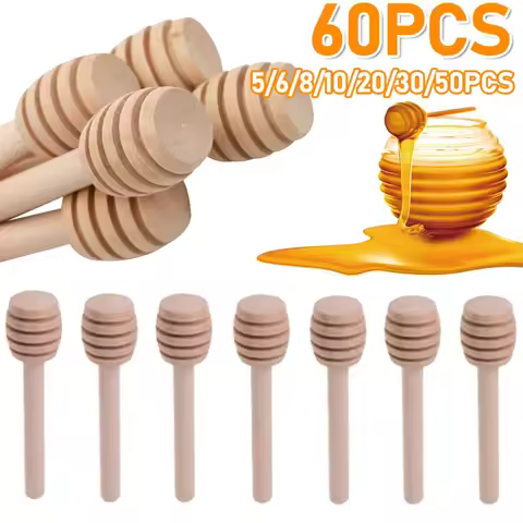 1-30Pcs Mini Wooden Honey Stick Honey Dippers Honey Spoon Stick For Honey Jar Wooden Honey Stick Hon