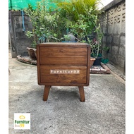 P019 ตู้ข้างเตียงโมเดิร์นไม้สัก 2 ลิ้นชัก โต๊ะหัวเตียง สีโอ๊ค ไม้สัก ขนาด 45x50x60 ซม. ส่งฟรี