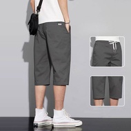 Three Quarter Pants Men Summer 3/4 Pants Korean Casual Short Pants Fashion Youth Elastic Waist Short
