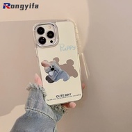 Cute Puppy Mirror Phone Case For OPPO Reno 12 Pro 12F A98 A79 A59 A16K A16E A2M A3X A3 A2X A2 Pro In