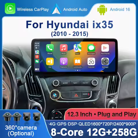 Android 16 Car Radio Player Carplay Multimedia WIFI Bluetooth for Hyundai IX35 Tucson 2 LM 2010-2015
