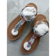 Giày Sandal Dép Đế Dày Dệt Thủ Công Bohemian Phong Cách Cho Nữ Giày Đế Xuồng Hở Mũi Giày Thường Ngày