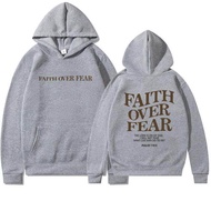 แจ็คเก็ตมีฮู้ดสำหรับผู้ชายแจ็คเก็ตมีซิปและมีฮู้ด Faith Over Fear Christian เสื้อสเวตเชิ้ตคริสเตียนเส