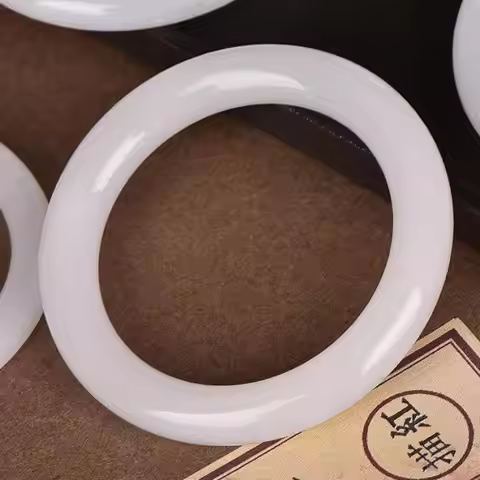Natural White Jade Bangle Women Fine Jewelry Genuine Chinese Hetian Jades Nephrite Round Bracelet Ce