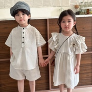 80-120 [Brother Sister Clothing] Korean Style Girls Dress Boy Suit Baby Girl Dress Big Boy Children 