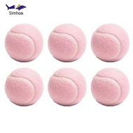 [Simhoa] 6 Pieces Pink Tennis Ball Chemical Fiber Fuzzy Tennis Ball Stitched Seams Training