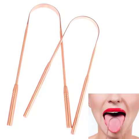 1Pc Copper Tongue Scraper Cleaner Scraper Toothbrush Dental Oral Care Hygiene Health Care Tool For M