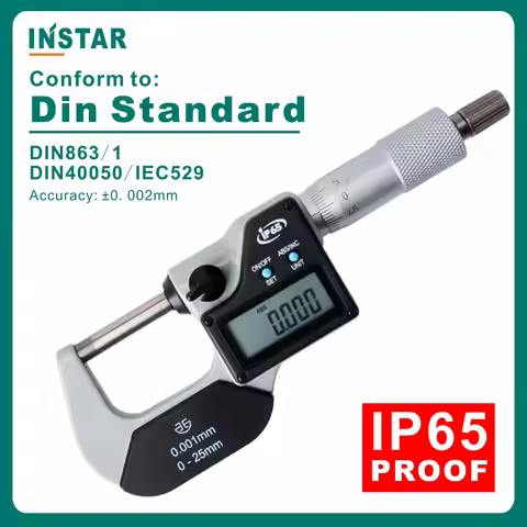 Digital Micrometer IP65 Oil Proof 0-25mm 0.001mm High Accuracy DIN Standard Industrial Quality 25-50