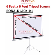 Ronald Jack 6 Feet X 6 Feet 70 Inch x 70 Inch Portable Projector Tripod Screen 6x6 High Quality Proj