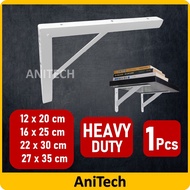 ANITECH 1 Pcs Heavy Duty White Coat Wall Shelf Shelving L Bracket Wall Mount Rack Racking Support Ir