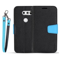 LG V20 / V30 / V35 ThinQ / V40 ThinQ Fashion Two-tone Leather Cross Texture Flip cover wallet Phone Case