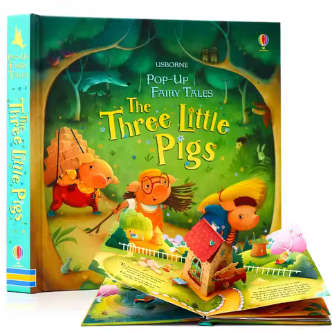 Pop-Up Three Little Pigs English 3D Flap English Picture Book, Early Education Storybook, Bedtime Re