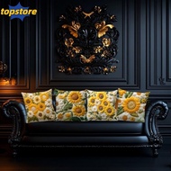 TOPSTORED Sunflower Pillowcase, Printed Plush Sofa Cushion , Vintage 45x45cm Square 2D Floral Bedroo