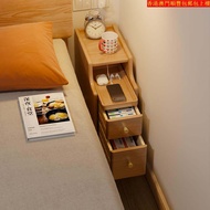[Hong Kong Hot] Wooden House Bedside Table Solid Wood Ultra-Narrow Bedside Table Small Sandwich Cabinet Storage Rack Mini Bed