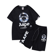 [Original] AAPE Men T shirt Colorful Round Seal Print Casual Cotton Round Neck Men Short Sleeve Baju