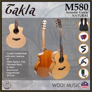 Takla M580 Solid Top Acoustic Guitar 41" (Natural) (FREE Padded Bag,Tuner,Strap,Guitar Capo,Guitar Pick)