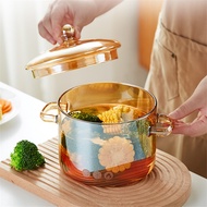 ST- Glass Instant Noodle Pot Open Fire Household Complementary Food Instant Noodle Bowl Glass Stew Pot Binaural Milk Po