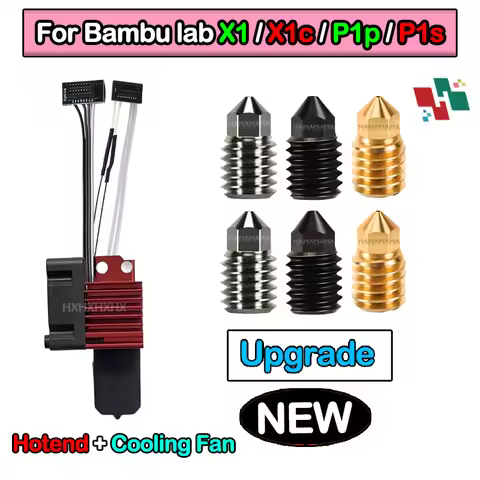 Hotend For Bambu Lab P1P/P1S/X1/X1C with fan 0.2/0.4/0.6/0.8mm Hardened Brass Copper Nozzle Metal Ho
