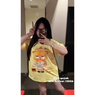 Loose T-shirt with Cute Crying Baby Print In Yellow T Shirt Woman