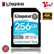 【Kingston】Canvas Go Plus SDG3 256G 256GB 170MB 4K 相機 SD 記憶卡