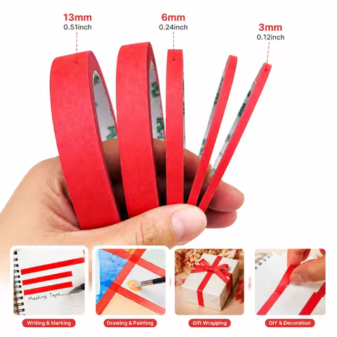 Red Washi Masking Tape 3mm 6mm 13mm DIY Craft Thin Line Tape Decorative Tape Scrapbooking Painting G