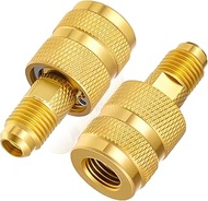 Set of 2 R-32 R-454B Adapter, 1/4" Female to 1/4" Male Reverse Thread Adapter Heavy Duty HVAC Quick 