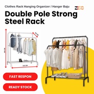 Double Pole Cloth Clothes Hanger IKEA Rack / Rak Penyangkut Tempat Sangkut Gantung Baju Pakaian Besi