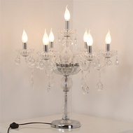 โต๊ะคริสตัลแฟชันพร้อมที่บังไฟโคมไฟตั้งโต๊ะโคมไฟตั้งโต๊ะคริสตัลเทียน E14หรูหราห้องนั่งเล่นโคมไฟห้องนอ
