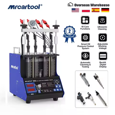 MR CARTOOL V209 GDI Fuel Injector Cleaner 4 Cylinders Fuel Injector Cleaner Tester Ultrasonic Cleani