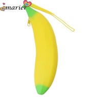 MARIER Silicone Pen Bag, Yellow 2.36*7.87 Inch Banana Zero Wallet, Creative Banana Shape Silicone Pu