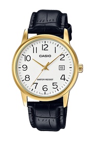 Casio Standard นาฬิกาข้อมือผู้ชาย สายหนัง รุ่น MTP-V002GL,MTP-V002GL-7B2,MTP-V002GL-7B2UDF ( CMG ) - สีทอง