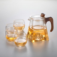 Glass tea kettle with wooden handle and glass filter, Capacity 440 ml