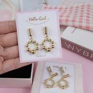 (S925 Piercing/Clip) Gold Circle Earrings