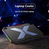 พัดลมโน๊ตบุค 5 ใบพัด พัดลมระบายความร้อนโน๊ตบุคGaming Laptop Cooler 5 Fan Led Screen Two USB Port RGB Lighting Laptop Cooling Pad Notebook Stand for 12-17 inch Laptop Cooling Stands