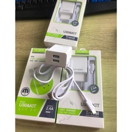ONDA U30 Charger 1 Set Kabel Micro Type C Iphone Dan Adaptor 2.4 Ampere Fast Charging Plus 2 Output